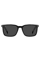 Black-acetate sunglasses with silver-tone trims