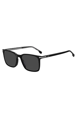 Black-acetate sunglasses with silver-tone trims