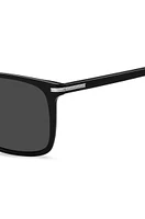 Black-acetate sunglasses with silver-tone trims
