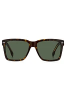 Havana-acetate sunglasses with silver-tone details
