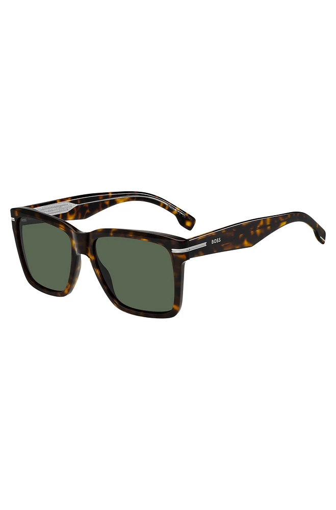Havana-acetate sunglasses with silver-tone details