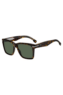 Havana-acetate sunglasses with silver-tone details