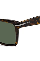 Havana-acetate sunglasses with silver-tone details