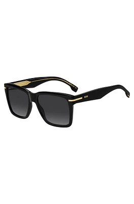 Black-acetate sunglasses with gold-tone trims