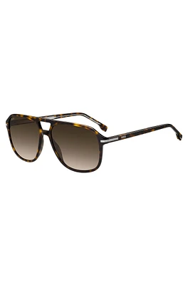 Havana-acetate sunglasses with silver-tone trims
