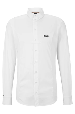 Equestrian slim-fit show shirt mixed materials