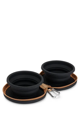 BOSS - Collapsible dog bowls in silicone with zip-up case - Black