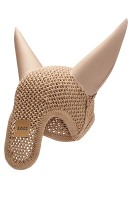 Equestrian crochet fly veil with logo patch