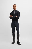 Equestrian knee-grip breeches super-stretch material