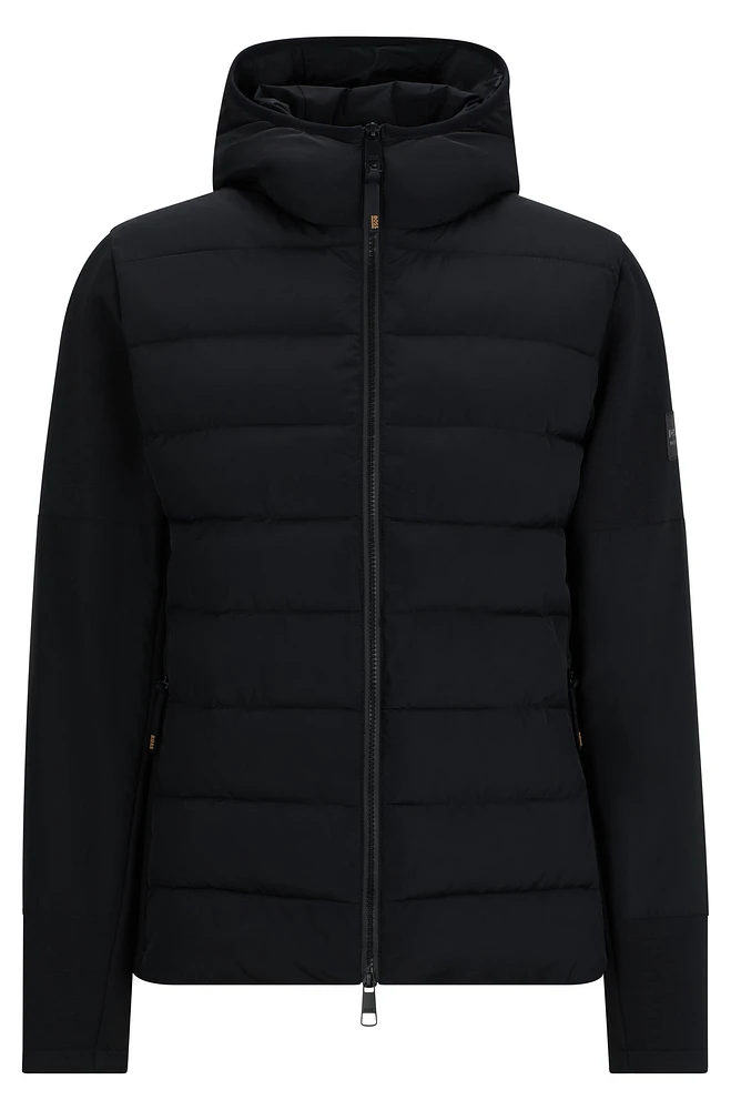 Equestrian hybrid puffer jacket with logo patch