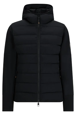 Equestrian hybrid puffer jacket with logo patch