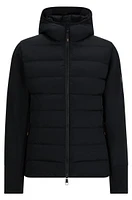 Equestrian hybrid puffer jacket with logo patch