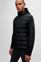 Equestrian hybrid puffer jacket with logo patch