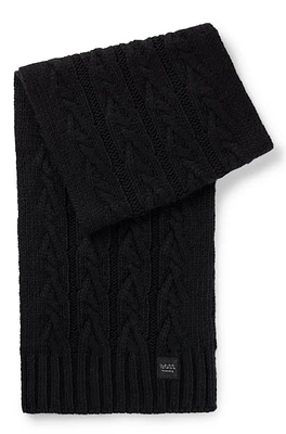 Equestrian cable-knit scarf with logo patch