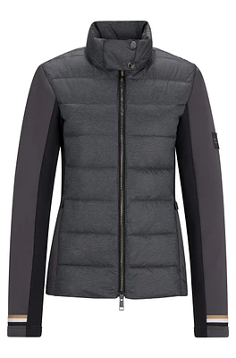 Equestrian hybrid puffer jacket with water-repellent finish