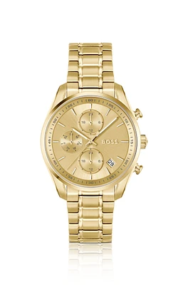 BOSS - Gold-tone multifunction watch with curved case