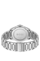 BOSS - Silver-tone watch with grooved turquoise dial