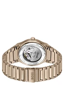 BOSS - Gold-tone automatic watch with grooved dial