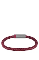 Red braided-leather cuff with magnetic logo closure