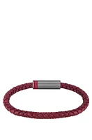 Red braided-leather cuff with magnetic logo closure