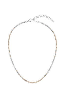 Adjustable necklace with clear and champagne-colored crystals