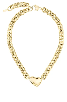 BOSS - Gold-tone necklace with heart charm