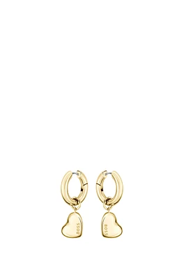 BOSS - Gold-tone huggie hoop earrings with heart charms