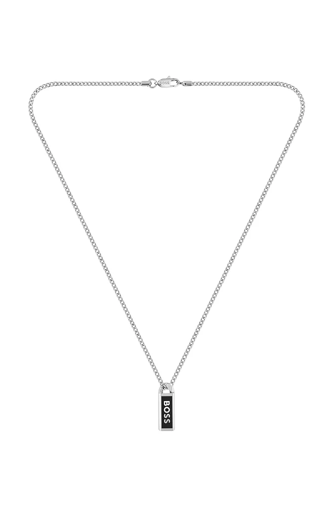 Necklace with logo plate