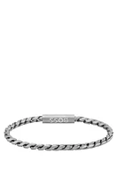 Silver-tone cuff with braided chain