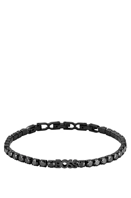 Chain tennis bracelet with black crystals