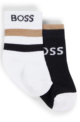 Kids' two-pack of socks with logo and stripes