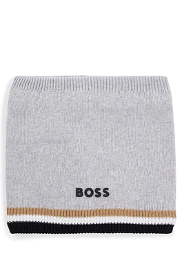 BOSS - Kids' logo snood with faux-fur lining Light Grey