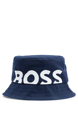 Kids' reversible bucket hat cotton with logo prints