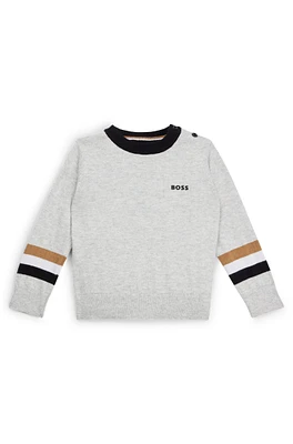 BOSS - Kids' logo-print sweater cotton and wool Light Grey