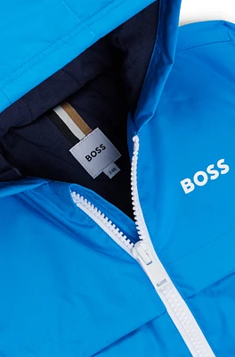 BOSS - Kids' color-block windbreaker with appearing monogram print Blue