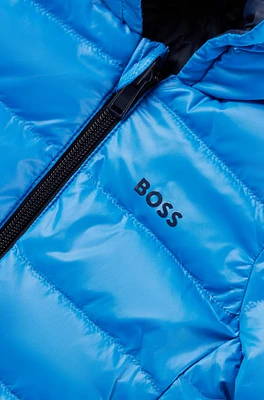 BOSS - Kids' reversible down jacket with logo details Blue