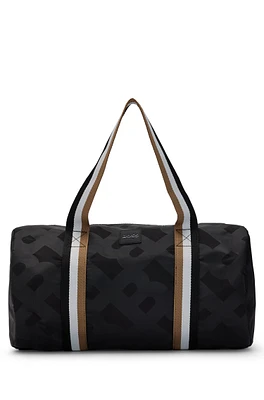 Kids' monogram-pattern holdall with signature-stripe straps