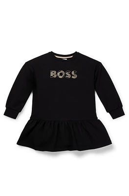 BOSS - Kids' long-sleeved dress with logo artwork Black