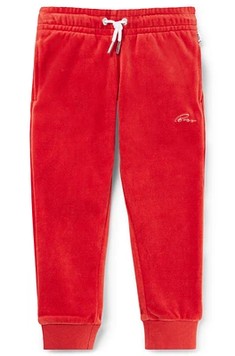 BOSS - Kids' embroidered-logo tracksuit bottoms cotton-blend velvet Red