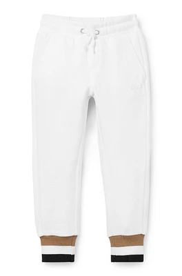 BOSS - Kids' tracksuit bottoms cotton with signature-stripe cuffs White