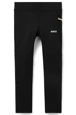 Kids' leggings mixed materials with contrast logo