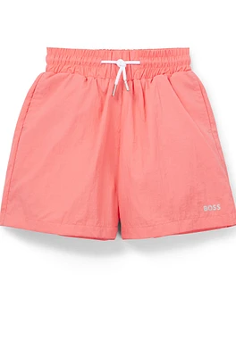 BOSS - Kids' shorts with metallic-effect logo Light Red