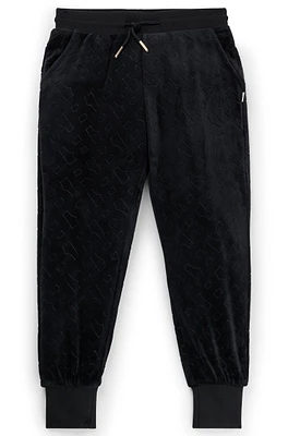 BOSS - Kids' velvet trousers with embossed monogram detail Black