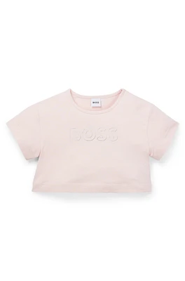 BOSS - Kids' oversize-fit stretch-cotton T-shirt with logo artwork Dark pink