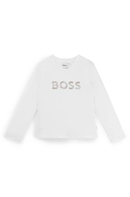 BOSS - Kids' long-sleeved T-shirt with signature-stripe details White