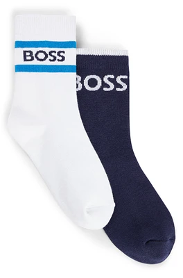 Two-pack of kids' socks with logos and stripes