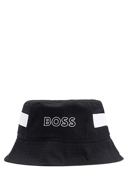 Kids' bucket hat cotton twill with logo print