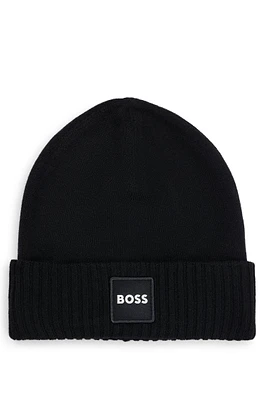 Kids' double-layer beanie hat with logo badge