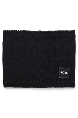 BOSS - Kids' snood with twill logo badge Black