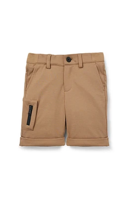 Kids' cargo shorts stretch piqué fabric